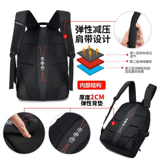 Aspensport -Rucksack Männer und Frauen Rucksack Business College -Schüler Mittelschüler School Bag Computer Bag Trend Reisenbag Black_red [Standardversion]