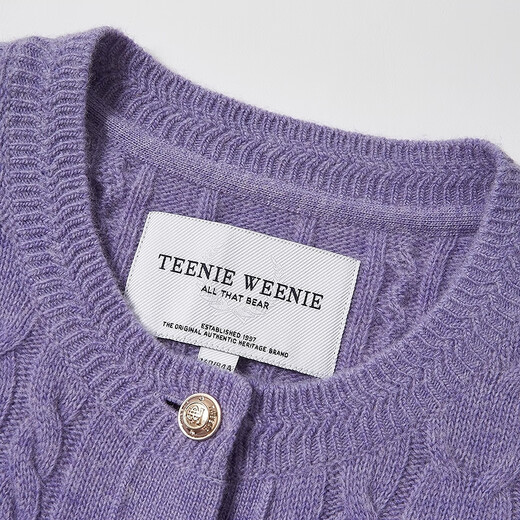 
Teenie Weenie [Same Model for Zhao Lusi] Bear Women's Wear Wool Sweater 2025 Autumn New Retro Four-Season Cable Cardigan Purple S