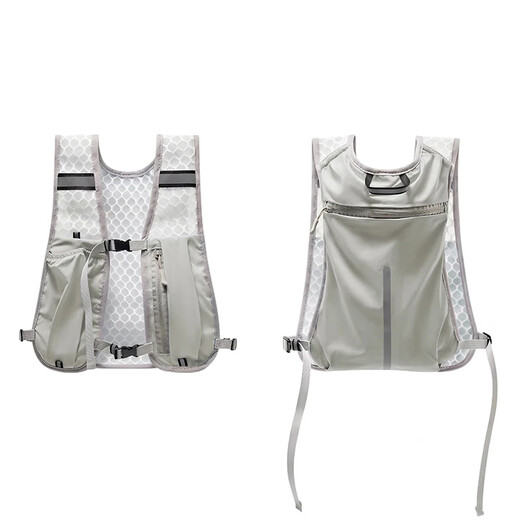 OEMG Running Marathon Outdoor Mountain Cycling Backpack Hiking Vest Breathable Water Bag Sports Vest Travel Bag Water Bottle Titanium Silver丨36x30CM