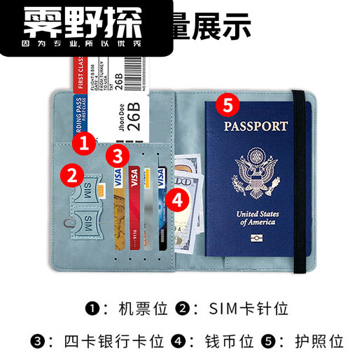 
GLIOZZI Travel Passport Protective Case Passport Clip Storage Bag Anti-theft Brush Multifunction Passport Blue [RFID Anti-theft Brush] Multifunction Passport Bag
