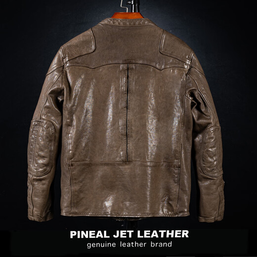 PJL New Men's Fashion Genuine Leather Casual Retro Stand Collar Washed Distressed Sheepskin Venom Black M (130Jin Jin is equal to 0.5kg or less)