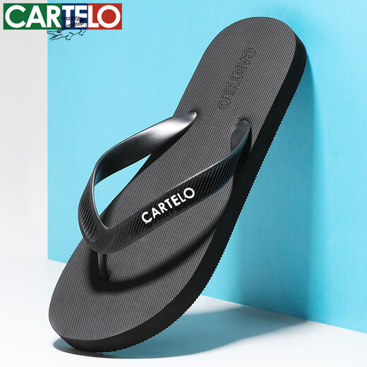 CARTELO crocodile flip-flops men's summer outdoor sports home use soft-soled beach sandals VP1520 black 42