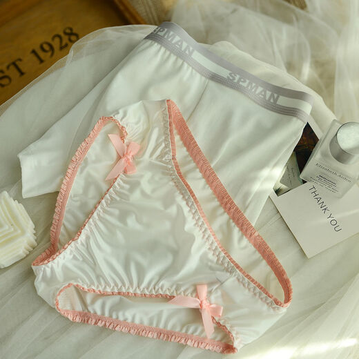 Yalu weißes Paar Unterwäsche markieren ice Seide atmungsaktive Baumwolle hohle Spitze sexy purer Stil ein Mann und eine Frau Briefs 6627 Paar ein Mann und eine Frau Frau m männlich l alle Größe