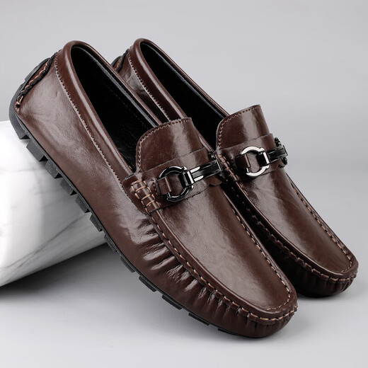 Zapatos para hombres, piel de vaca y zapatos casuales de negocios transpirables, nuevos zapatos casuales para hombres estilo verano, zapatos de cuero, zapatos casuales transpirables de cuero genuino, marrón 9923 45 (275 mm)