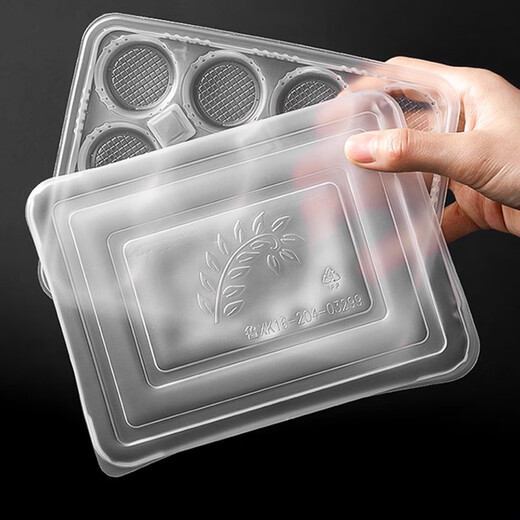 Jingju Raw Wonton Packing Box Frozen Wonton Stewed Chaos Xiao Long Bao Ice Rice Ball Wonton Storage Disposable Takeaway Box 18-grid Raw Wonton Packing Box with Lid 10 Sets