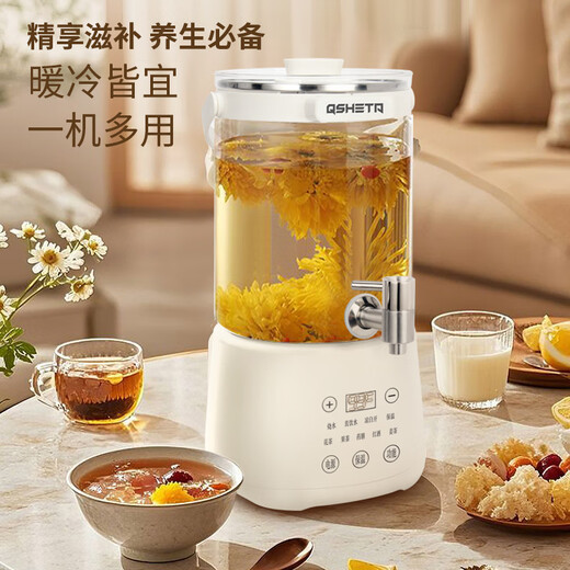 316 stainless steel teapot with faucet 5 liters large capacity health household electric heating and thermostatic boiler glass 10L large capacity + stainless steel tea drain + automatic heat preservation off-white 5L