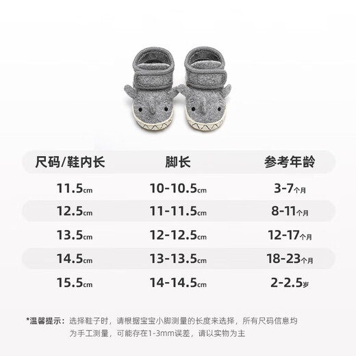 XiaoRong High Top Velcro Little Shark 0-3 Years Old Infants and Toddlers Pre-Toddler Shoes Autumn and Winter Wool Home Indoor Shoes to Keep Warm