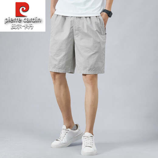 Pier Cardin haut de gamme de coton pur de gamme pour hommes 2025 Été nouveau pantalon lâche d'été pantalon à cinq points 9224-1 kaki 2xl [141-160jin [Jin est égal à 0,5 kg]]]