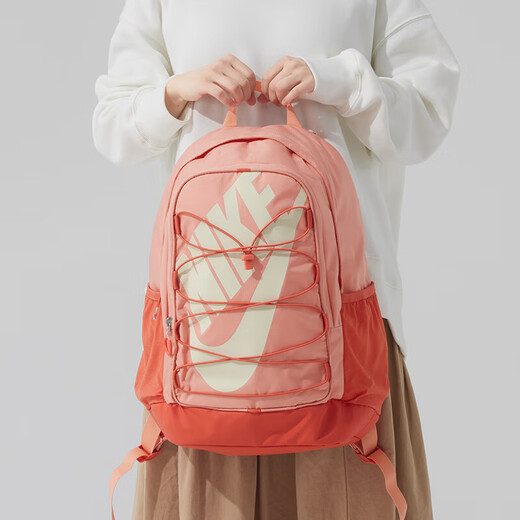 Nike (NIKE) backpack 2025 new backpack men's bag women's bag travel bag student schoolbag large capacity sports bag Coral Red HJ8200-844 48*34*22 cm