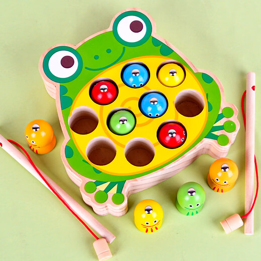 Children's Wooden Toy Magnetic Fishing Baby Baby Infant Concentration Training Early Education Enlightenment Child Birthday Gift Cute Cat Fishing MLD-4