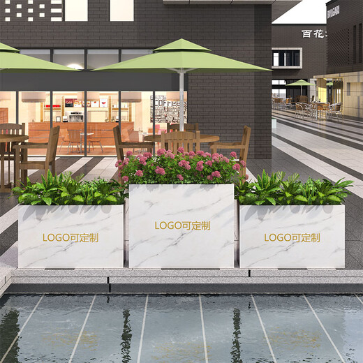 
Outdoor courtyard balcony custom stainless steel imitation marble wood grain flower box planting box balcony decorative flower box 40*30*40 galvanized plate