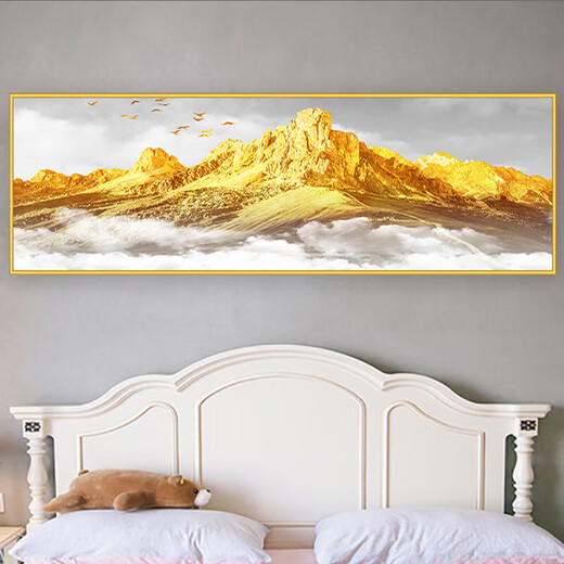 OUOETYPHTY卧室装饰画高级感免打孔现代床头贴画自粘墙画客厅沙发背景墙 家和富贵TH-1391 自带背胶1号:宽90cmX高30