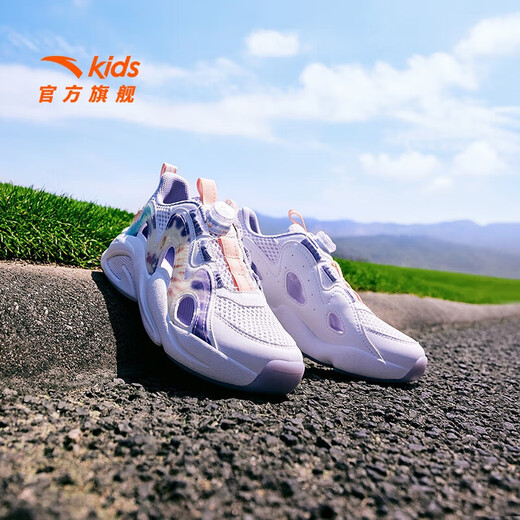 ANTA Children's Sandals Universal Big Children's Shoes 2025 Summer New Overbearing Frame Shoes Sports Shoes Baotou Beach Sandals Girls White/Yangxu Purple-6 38