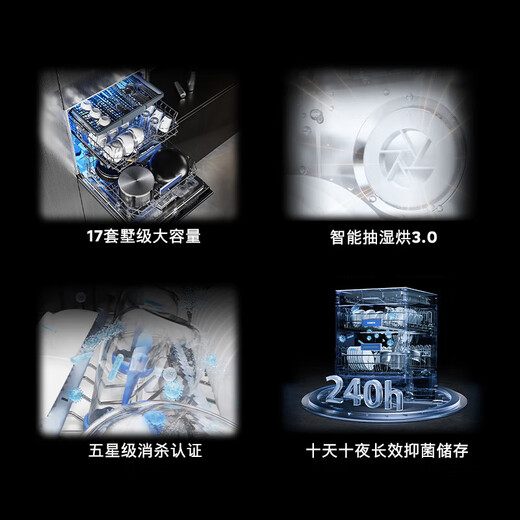 SIEMENS Intelligent Cleaning Cube, independent built-in dual-purpose dishwasher, 17 sets of ultra-large capacity, intelligent dehumidification and drying, five-star disinfection SN23HL25MC, 10 days and 10 nights long-lasting antibacterial storage