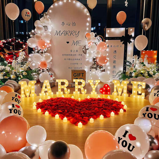 Anniversary surprise, romantic scene decoration, Valentine's Day confession, proposal candle, petal background arrangement in the bedroom, electronic candle light, 24 pieces, 100 pieces of free petals