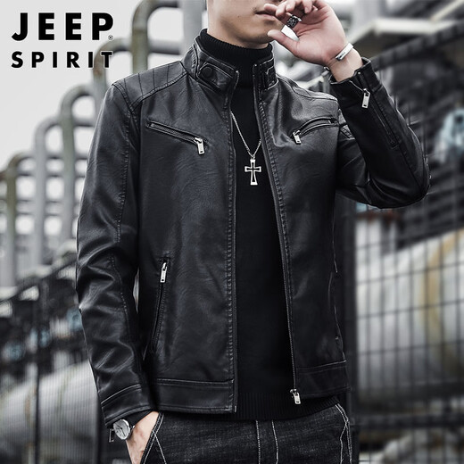 Jeep Spirit Jeep en cuir veste pour hommes et automne veste lâche collier de support masculin