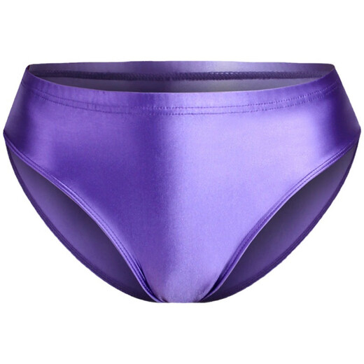 Men's underwear sexy low-waisted tight briefs sexy thong oily shiny swimsuit elastic tight silky moon night black M low-waisted triangle