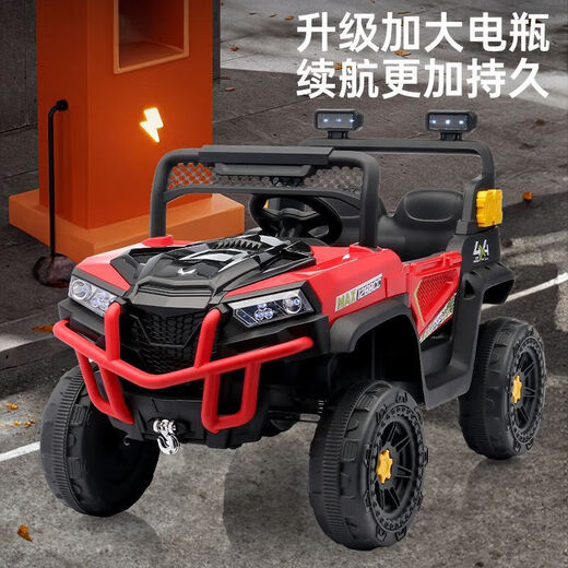 Extra large children's remote control electric car can sit on off-road vehicle charging four-wheel vehicle toy car stroller birthday gift green-remote control-dual drive-dual 6V4 battery