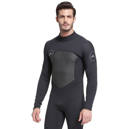 Zailu 15mm one-piece swimsuit men's warm and cold-proof wetsuit long-sleeved one-piece trousers sun protection wetsuit 1342 black 1 point 5mm M M
