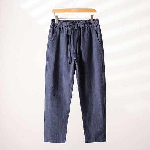 Pierre Cardin Sommer chinesischer Stil Leinenhose Herren Lose große Freizeithosen Retro -Stil atmungsaktiv gerade chinesische Baumwoll -Leinenhosen Khaki L