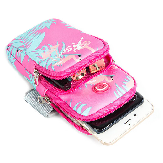 Lightweight running mobile phone bag tied to arm bag beauty dancing sports listening to music earphone hole mini bag thin cover compact gray moon color