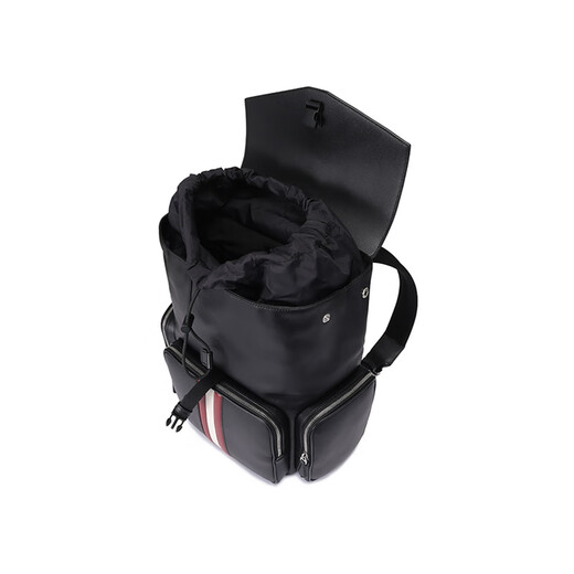 
BALLY Red Rice Stripe Cowhide Leather Textile Backpack Men's Black Black Basic Pack (Bake + Dust Bag)