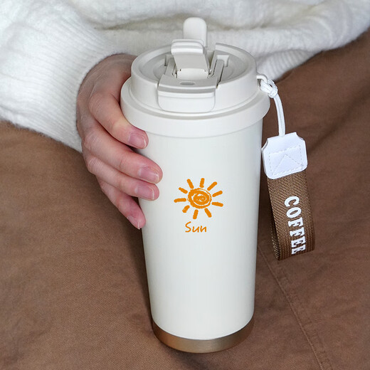 Chengliu Simple Literary Thermos Cup Moon Sun Star Star Couple Men et femmes Cup de l'eau mignon Cartoon Cake Cup de grande capacité 316 Tasse de café intérieur 530ml-SF6623 Simple