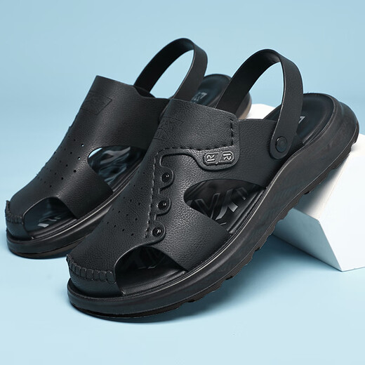 Sanli Tait large size men's shoes 45 summer breathable beach shoes 46 casual two-wear sports sandals 47 dad sandals men 48 15602 black 46