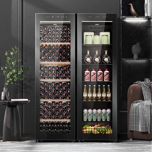 Haier new product embedded ice bar constant temperature and humidity wine cabinet home vertical humidifier office living room refrigerated fresh cabinet air-cooled cabinet wine red wine display cabinet ice bar + wine cabinet combination 756L丨air-cooled frost-free丨free splicing
