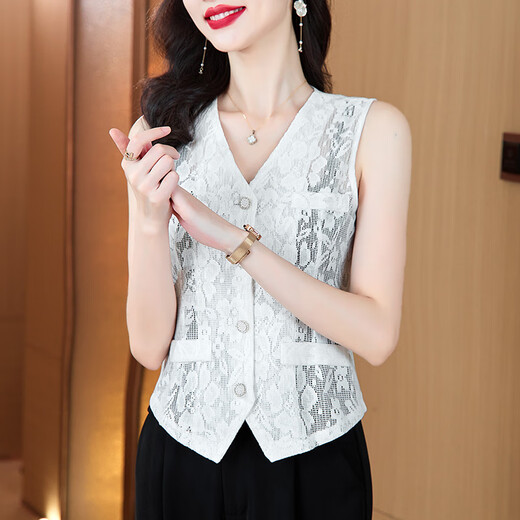 Chafan Fashion Vest Slim Short Vest Summer New Style Slim Temperamento delgado Jacket del delgado Horse Clip Top Black L 100-110Jin [Jin es igual a 0,5 kg]