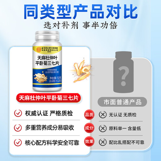 同仁堂北京同仁堂天麻杜仲叶平卧菊三七片1瓶