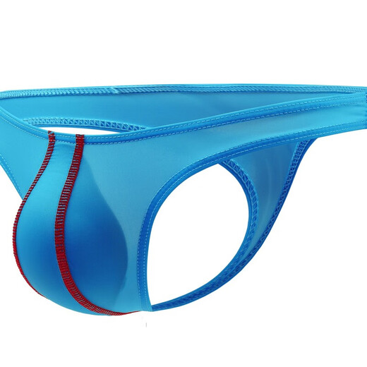 Banfishi 2025 Japanese Korean Summer Sexy GAY Men's Low Waist Ultra-Thin Ice Silk Silky Thong Blue M