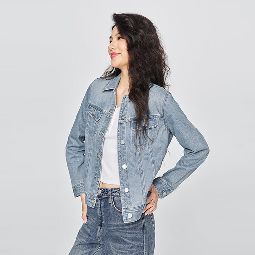 
Lee25 autumn and winter new product standard version lapel light blue denim jacket trend LWT010853203 light blue S