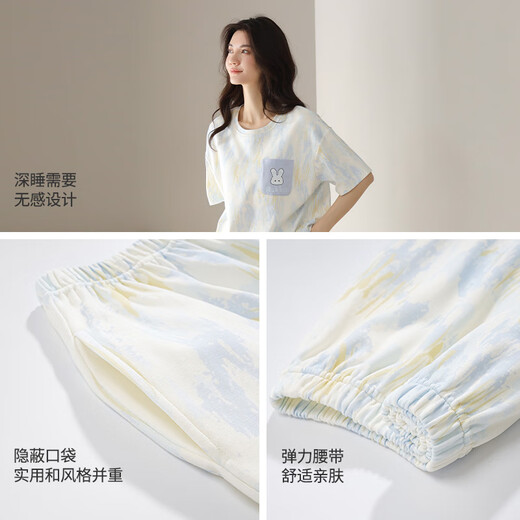 都市丽人纯棉睡衣女夏季2025年新款带胸垫短袖短裤家居服套装可外穿