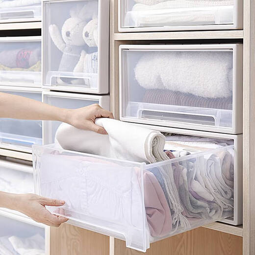 Wenshiou Schublade Kleidung Aufbewahrungsbox verdickte transparente Kleiderschrank -Sortierbox Aufbewahrungsbox extra großer Plastikkleidung Aufbewahrungsbox F3523 Erster Stock