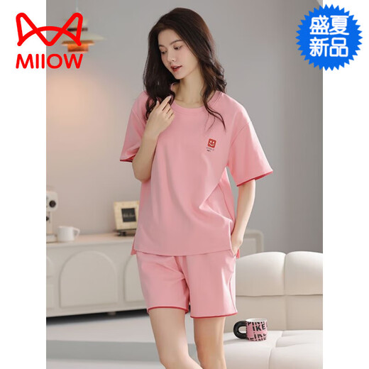 Cat Man (MiiOW) [Chinese Valentine's Gift] 2025 new pajamas for women in summer pure cotton short-sleeved sweet casual sports home clothing set Z9856 M [Recommended 80-100Jin [Jin equals 0.5 kg] wear]