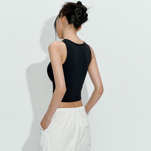 LULUUVTTOH all-in-one halter neck yoga bra for women summer new Pilates vest sports outer fitness wear black L