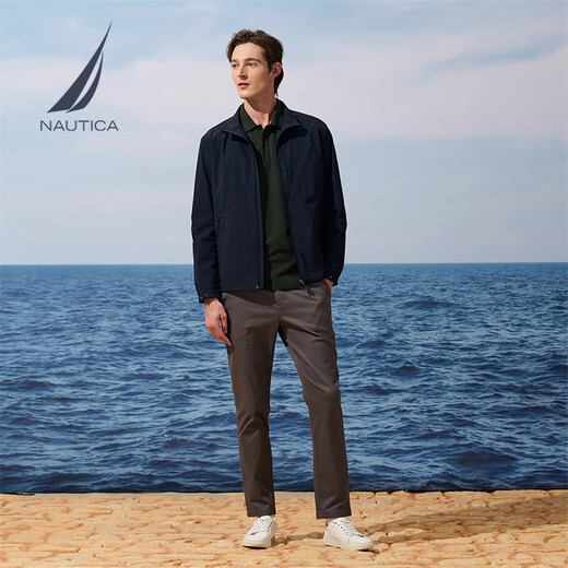 NAUTICA Men's 25 Autumn and Winter New Business Casual Mountaineering Wool Stand Collar Jacket Men JE5301 Navy Blue 4NV L