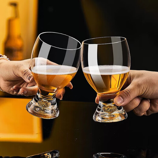 Crystal glass beer mug, household light luxury water cup, craft wheat draft beer cup, light luxury gold foil cold drink cup, gold foil small beer cup, 370ml 2 pieces