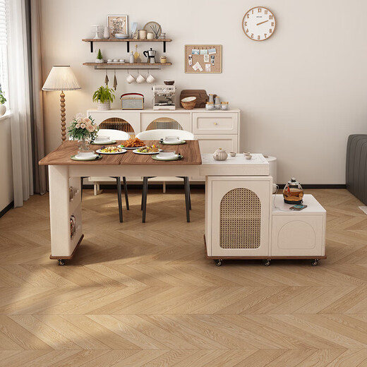 Isabelle Sofa Side Cabinet Tea Bar Machine Water Boiler Integrated Household Small Tea Table Living Room White Coffee Table Mobile Coffee Table丨Intelligent Anti-dry Boil-Water and Electricity Separation Built-in High Power Bull Socket