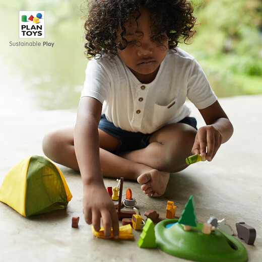 Plantoys Holzsimulation Outdoor Camping -Set Kinderspielzeugszene Ornamente 6624 6624_ Outdoor Camping -Set im Freien