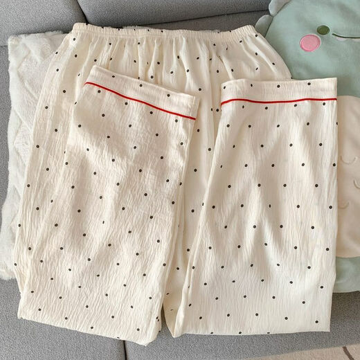 Außerdem Pyjama mit Brustpolster für Frauen, Sommerwolken-Baumwoll-Kurzarmhose, lose große dünne Sommer-Drei-teilige Set, Heimkleidung, H9928 Polka Dot KT Katze, brustloses Pad l