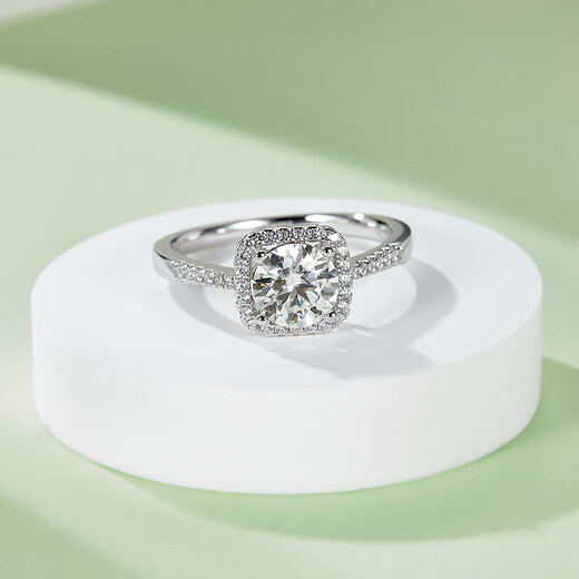 AVHE platinum women's ring straight arm luxury square package one carat cultivated diamond ring simple and elegant wedding ring 18K gold diamond ring - 1 carat D color VVS main diamond