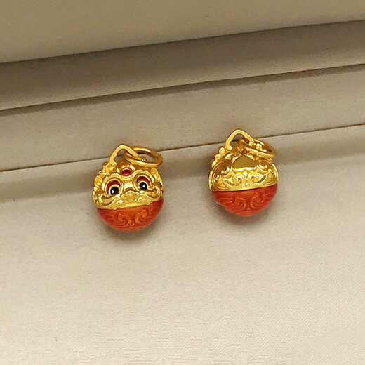 KUXA gold 18k pure gold 999 color constellation pendant brand bell gourd clavicle chain necklace lion awakening bracelet pendant Furuilong bell will ring about 12mm single pendant