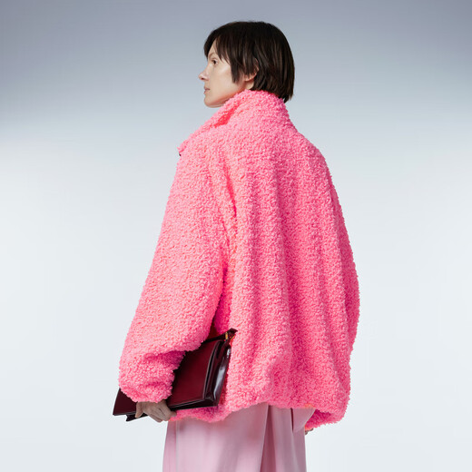JNBY [Same Model in Shopping Mall] 23 New Winter Product Imitation Fur Standing Collar Long Sleeve 5NAA14380 620/Sakura Pink S
