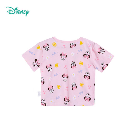 迪士尼（Disney）夏季童装男童T恤可爱米妮卡通休闲时尚百搭舒适透气短袖T恤 212S1502粉底米妮 120