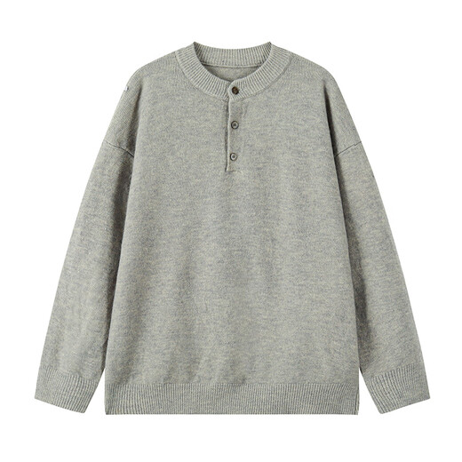 XUANSENTU black Henry collar sweater for men, spring and autumn mature and stable POLO knitted bottoming shirt, lazy style inner sweater, black M