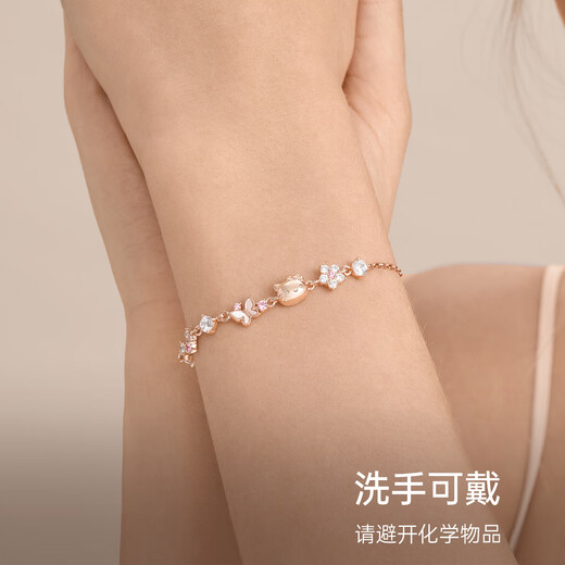 Trendy painted Sanrio Hello Kitty butterfly sterling silver bracelet girls birthday gift girls light luxury gift female 6223