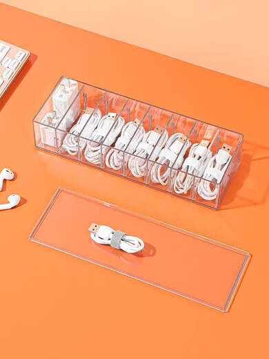 恩宝乐数据线收纳盒充电器整理神器手机线充电线大容量理线盒电源电线盒 数据线盒主图款-1个 货号4850