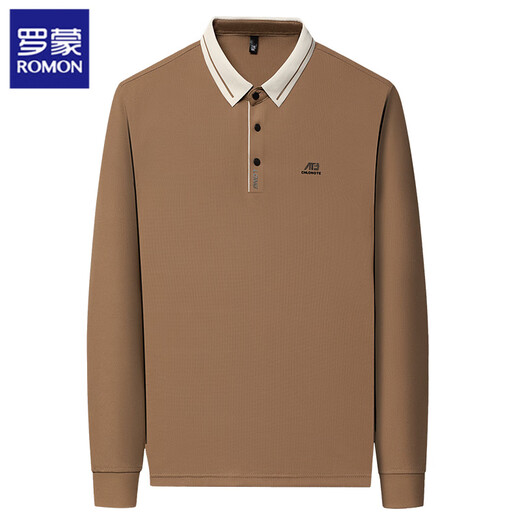 Langarmes T-Shirt von Romon Herren 2025 Feder und Herbst Dünne Dünn mit mittlerem Alter Daddy Revers Polo Basishemd Herbst Top 16823 Hellgrün M 165 [Empfohlen 100-120 Jin [Jin ist gleich 0,5 kg]]